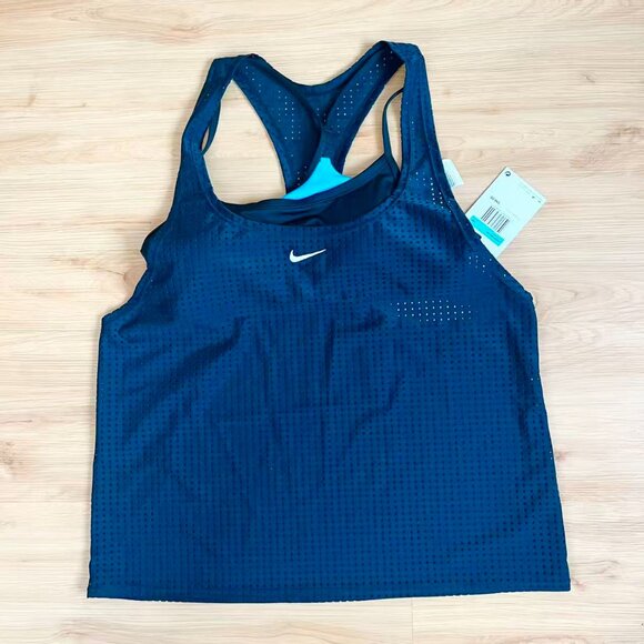 Nike Women Sports Bra Black Swim Wireless Racerback Tank Mesh Size M - Picture 1 of 8